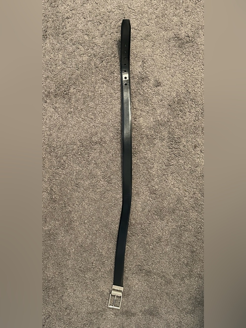 Chaps Unisex Black Leather Belt with Silver Buckle